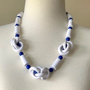 VTG 70s 80s Blue and White Post New Wave Necklace